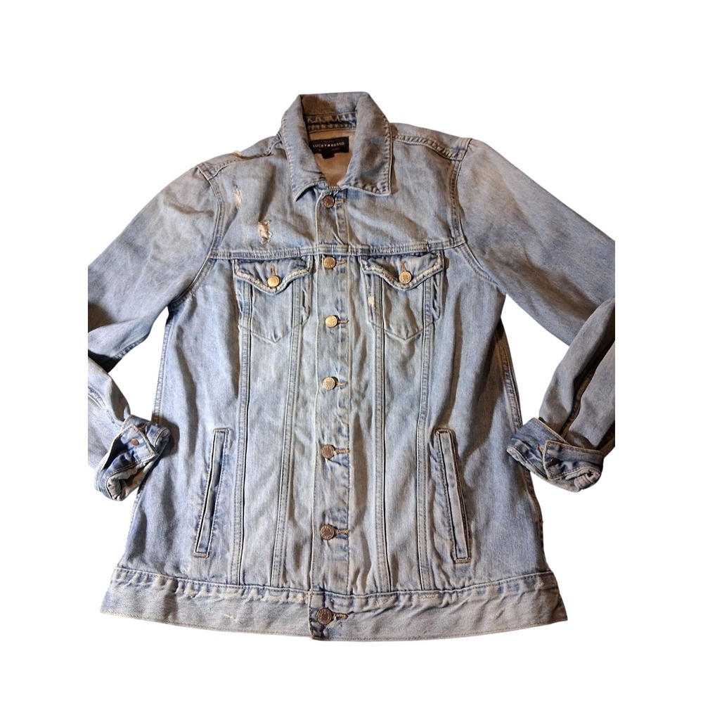 Lucky Brand woman's size Medium The Tomboy Trucker 99% cotton Distressed